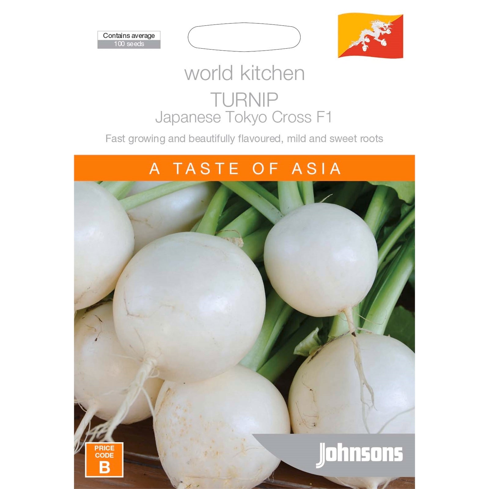 Johnsons World Kitchen Turnip Japanese Tokyo Cross F1 Seeds, Fast Salad Turnip, Sun or Part Shade