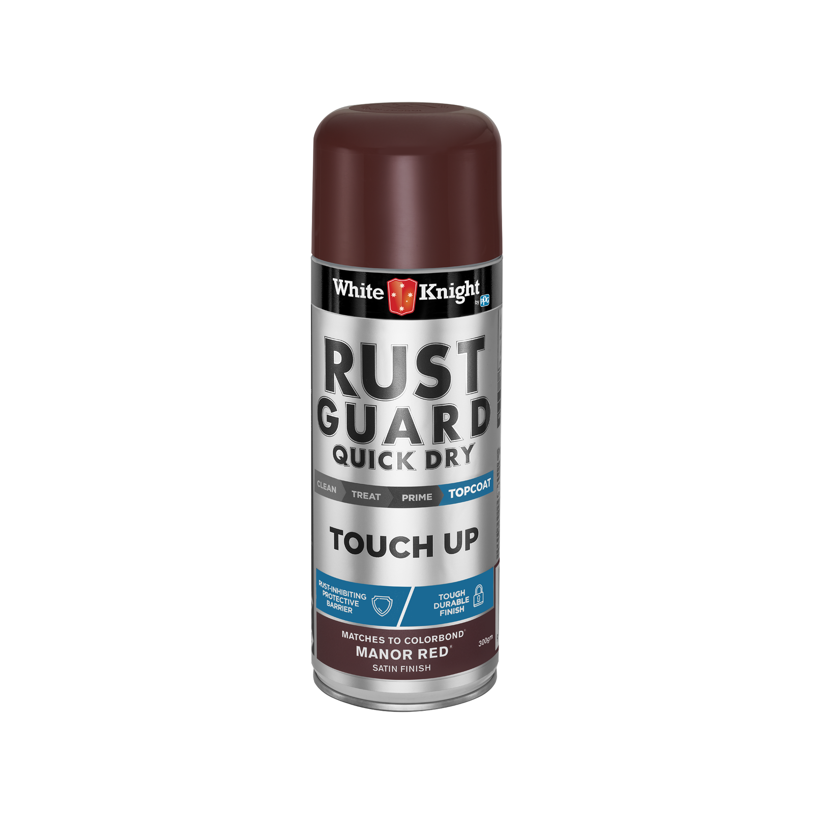 White Knight Rust Guard Touch Up Spray Paint 300g Manor Red Satin