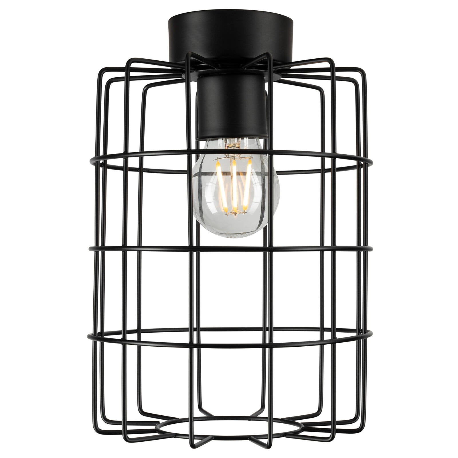 Brilliant Canal Matt Black Cage Batten Fix Light B22