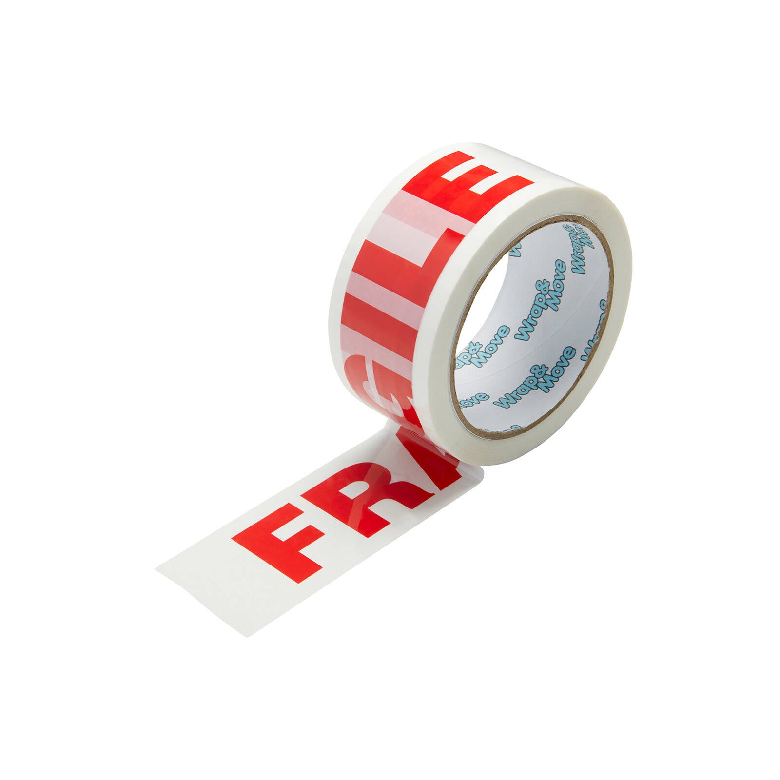 Wrap & Move Fragile Warning Tape - 48mm x 66m White/Red BOPP Packing Tape