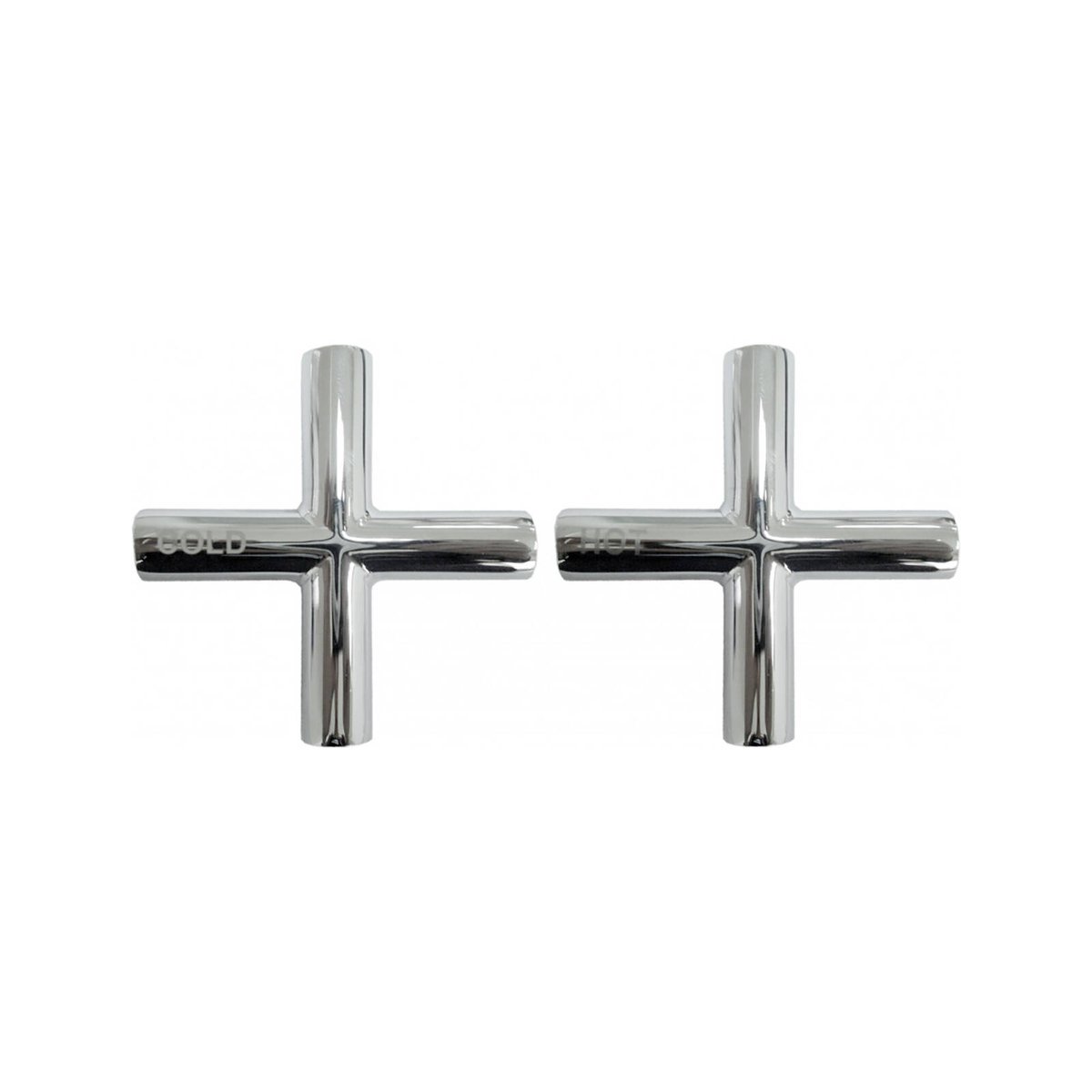 Shaw Mason Chrome Cross Style Handles Pair - 112mm x 179mm - Brass - SuperSaverAU - view 1