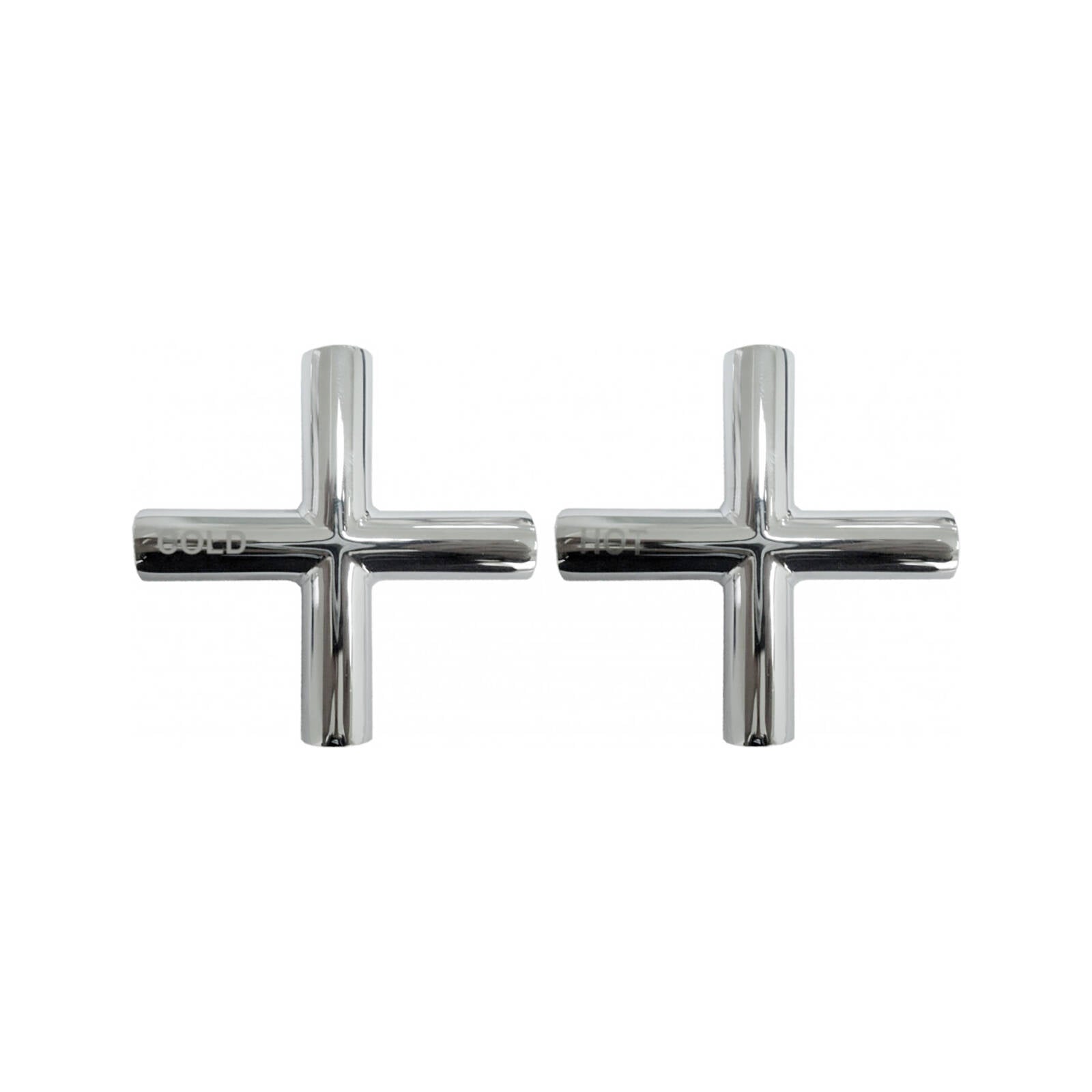 Shaw & Mason Chrome Cross Style Tap Handles - Pair, Brass