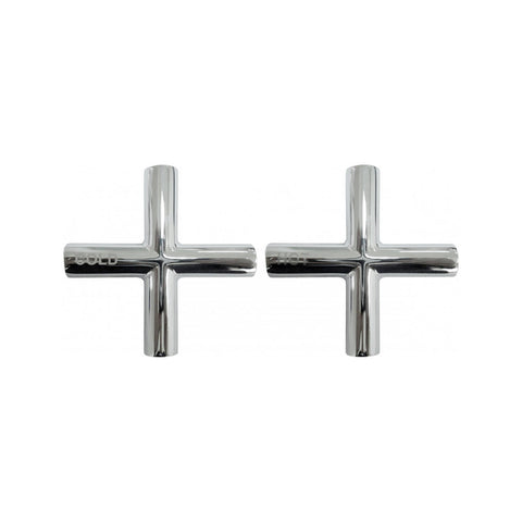 Shaw & Mason Chrome Cross Style Tap Handles - Pair, Brass