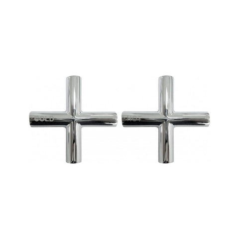 Shaw Mason Chrome Cross Style Handles Pair - 112mm x 179mm - Brass - SuperSaverAU - view 1
