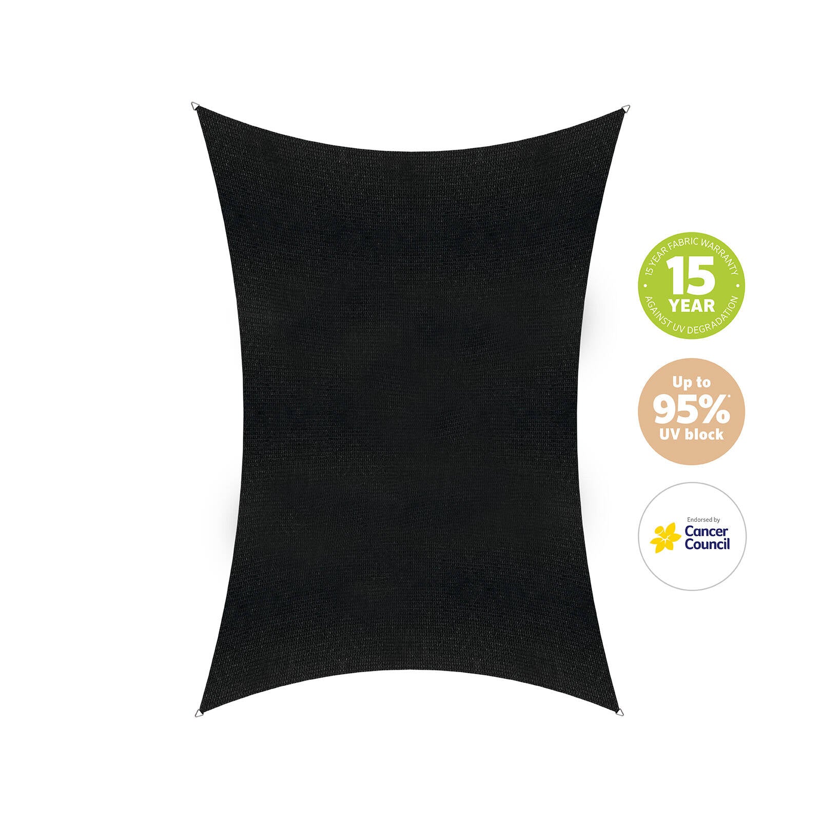 Coolaroo 5 x 3m Graphite Rectangle Commercial Grade Shade Sail - 95% UV Block