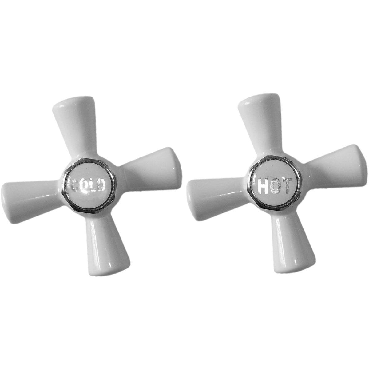 Shaw & Mason White Easy Clean Cross Tap Handles Pair Brass 165mm - SuperSaverAU - view 1