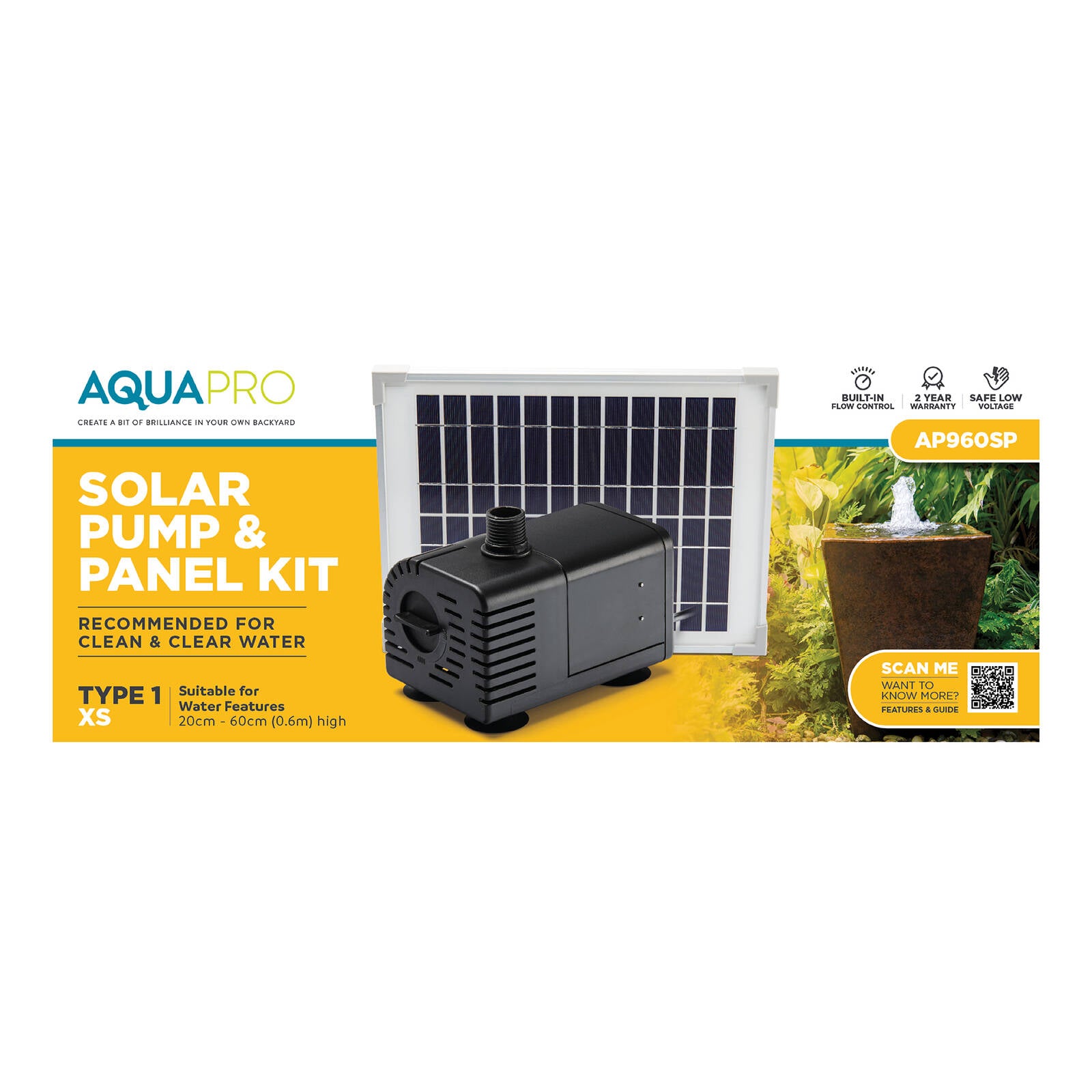 Aquapro AP960SP Solar Pump and Panel Kit - 8W Submersible, Outdoor