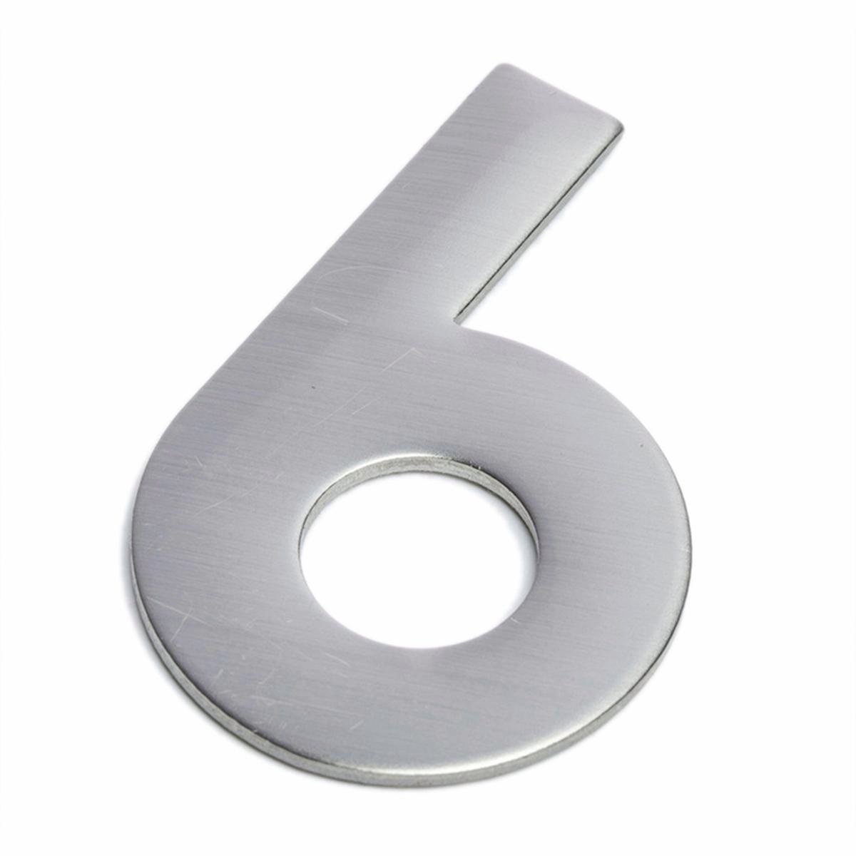 Sandleford 75mm Suburban Stainless Steel House Number 6 Self Adhesive