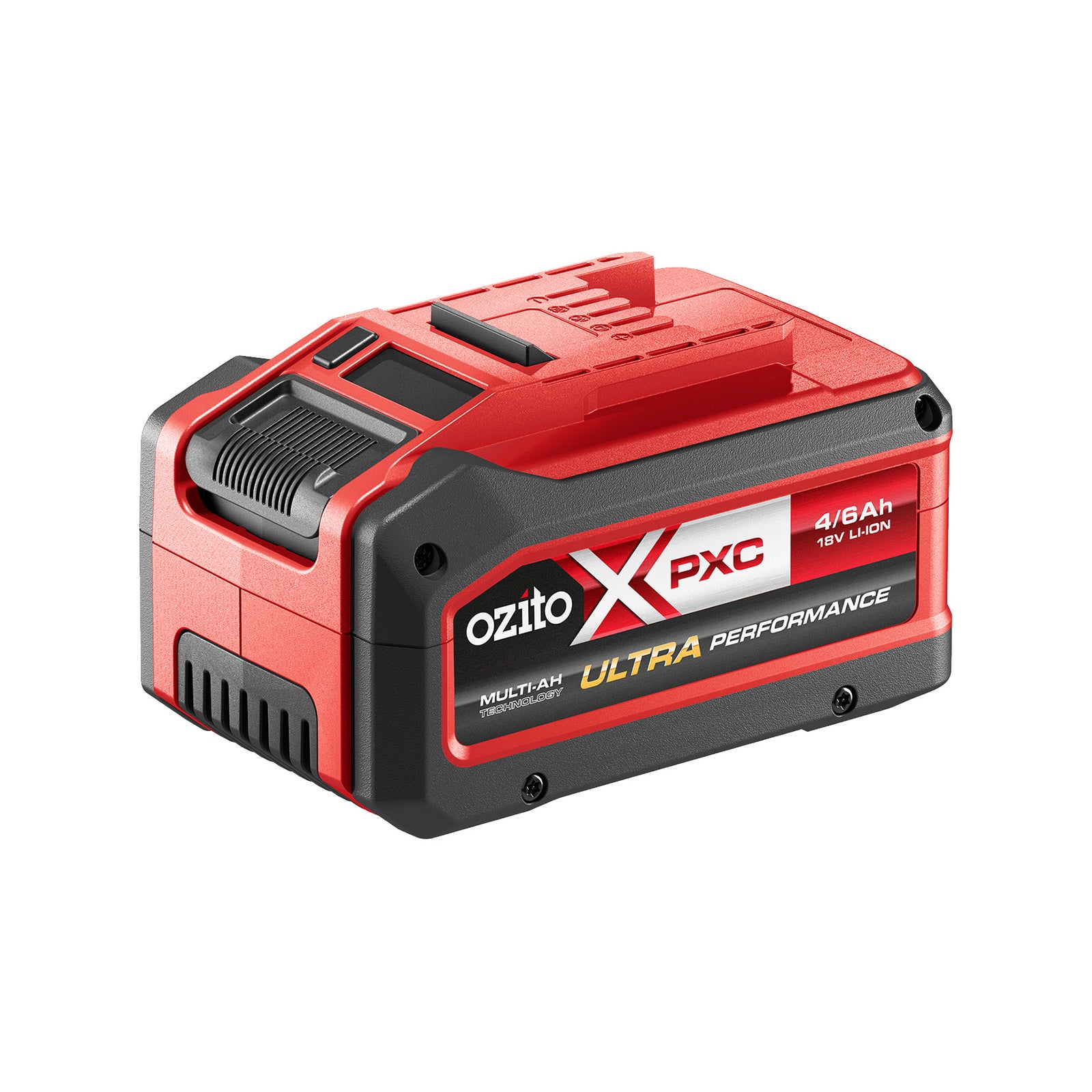 Ozito PXC 6.0Ah Max Battery PXUBP-460 with Digital Display, Black & Red