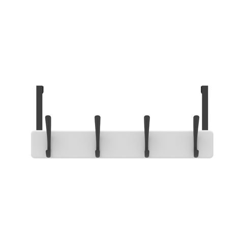 MODE Over Door Hanger - 4 Black Hooks on White Board