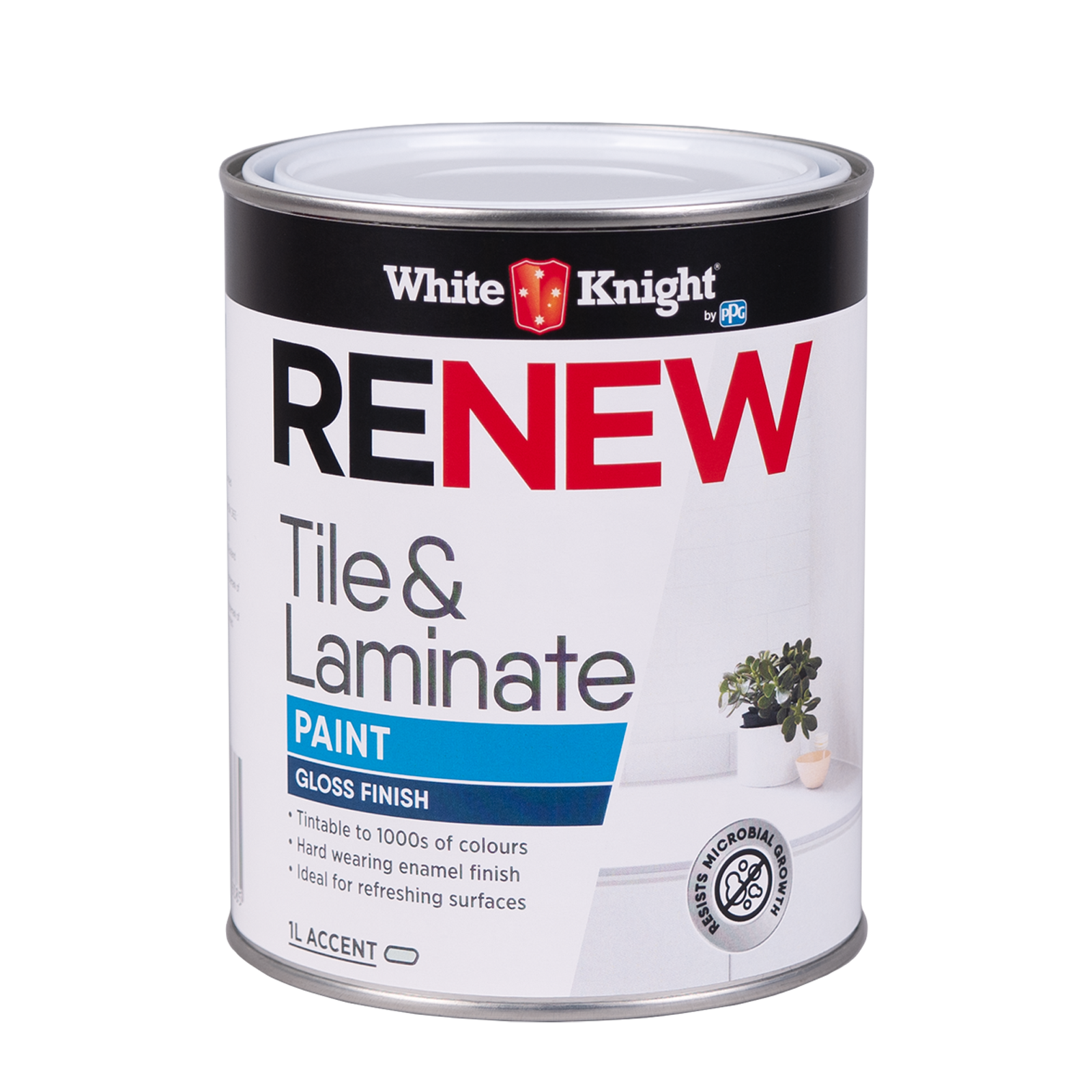 White Knight 1L Renew Tile & Laminate Gloss Paint Solvent Based - Accent
