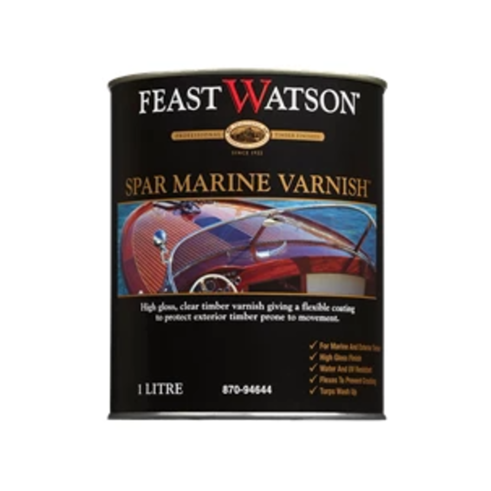 Feast Watson Spar Marine Varnish 1L - Clear Oil Based Waterproof Splatter Resistant Timber Varnish