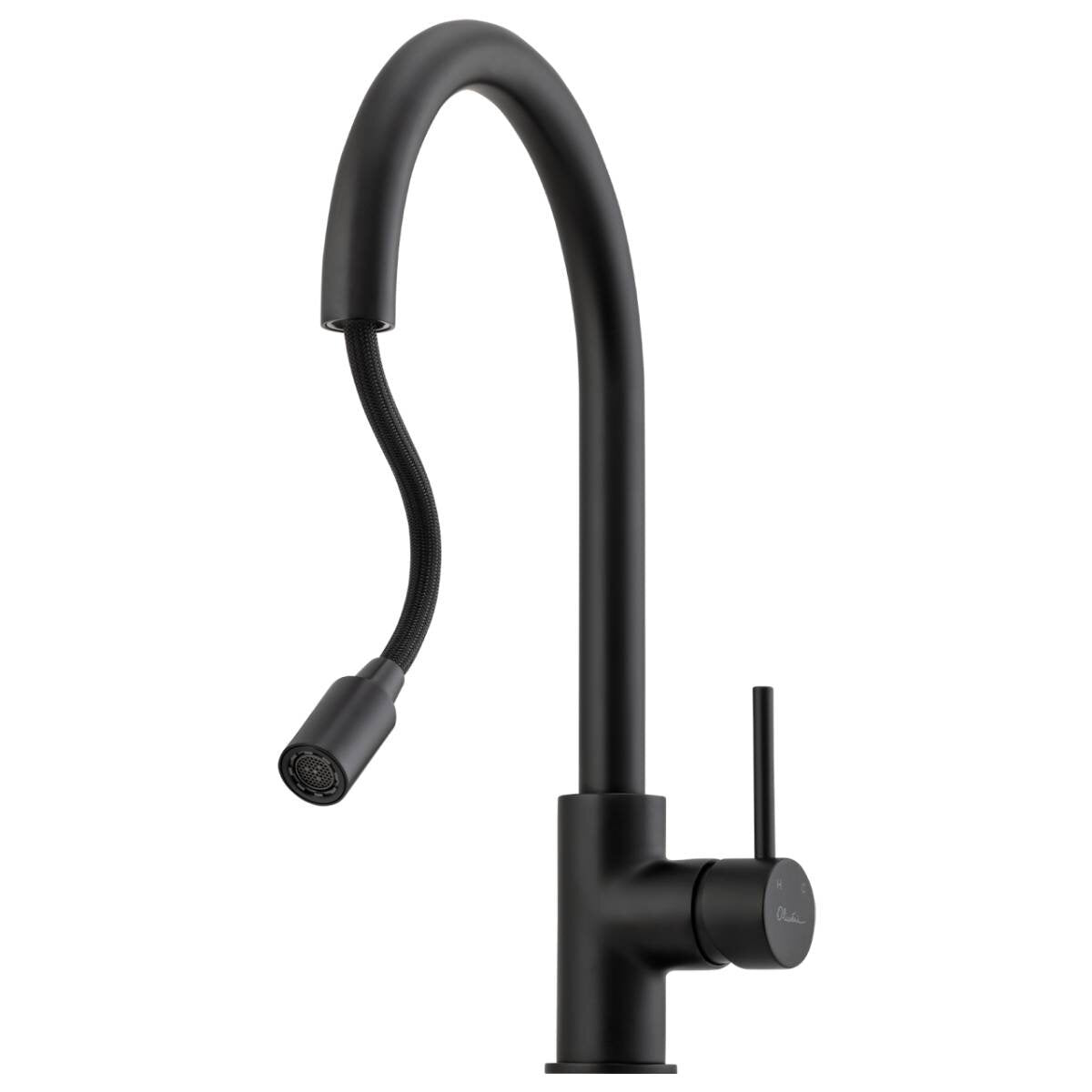 Oliveri Venice pull out gooseneck mixer tap - Matte Black - WELS 5 star - VE520FMB-P