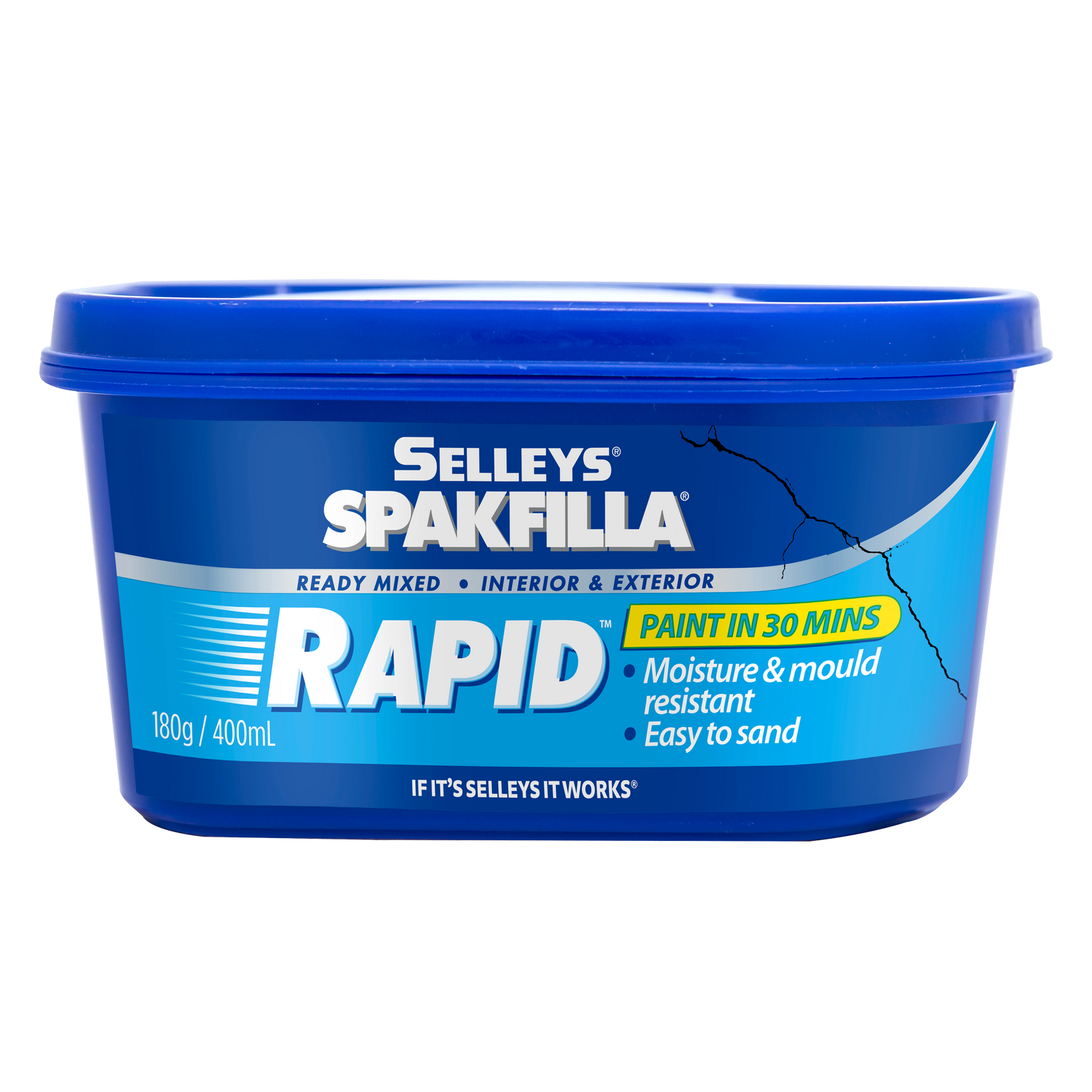 Selleys Spakfilla Rapid Gap Filler White 180g - Fast-Drying, Sandable & Paintable Crack Filler
