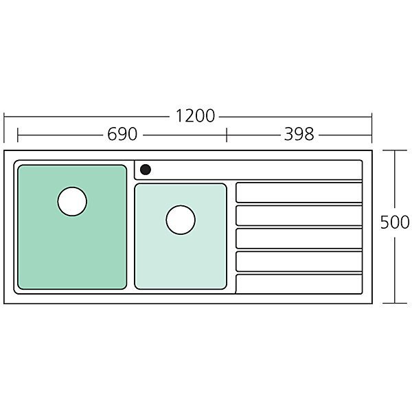 Oliveri 1 and 3/4 Bowl Topmount Sink - Right Hand Drainer, Brushed Stainless Steel, Chopping Board - AP1411