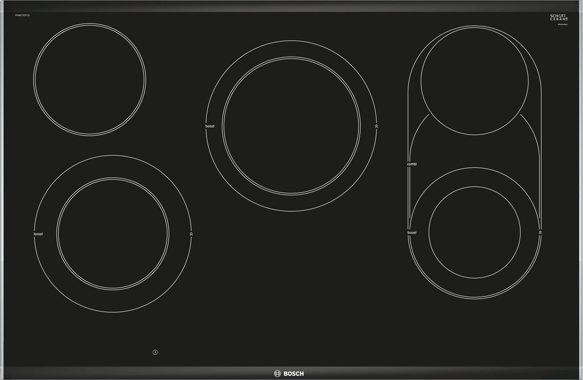 Bosch 80cm Series 8 Ceramic Cooktop - Black, 5 Zones, CombiZone, PowerBoost, 17 Power Levels - PKM875DP1A