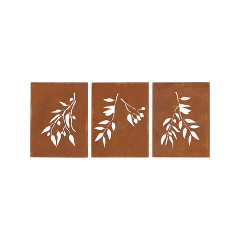 Tuscan Path 3 Piece Rust Gumtree Wall Art - 1500 x 650 mm - Rust - Outdoor Decor - SuperSaverAU - view 1