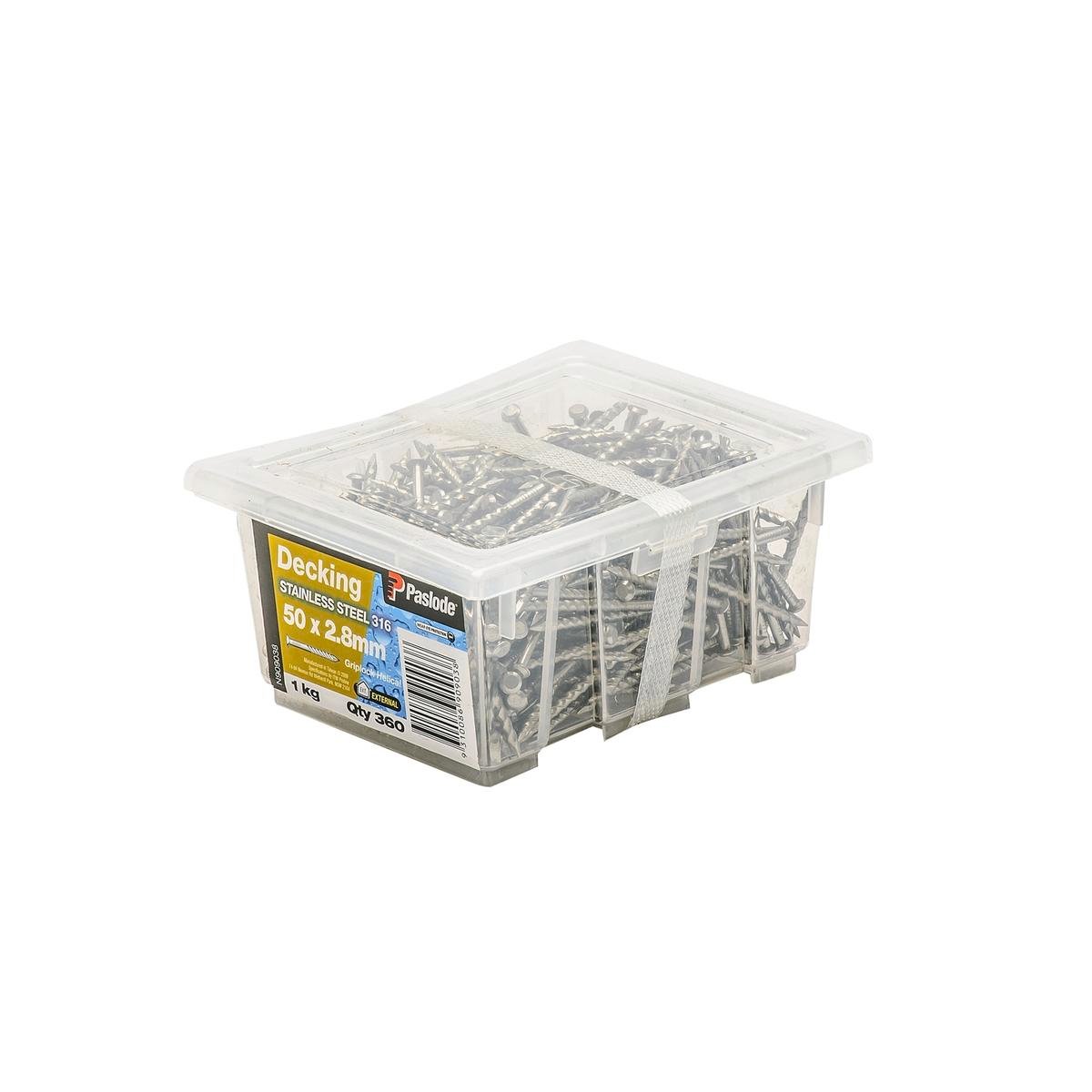 Paslode Griplock 316 Stainless Steel Decking Nails 50 x 2.8mm 1kg 360 Pack