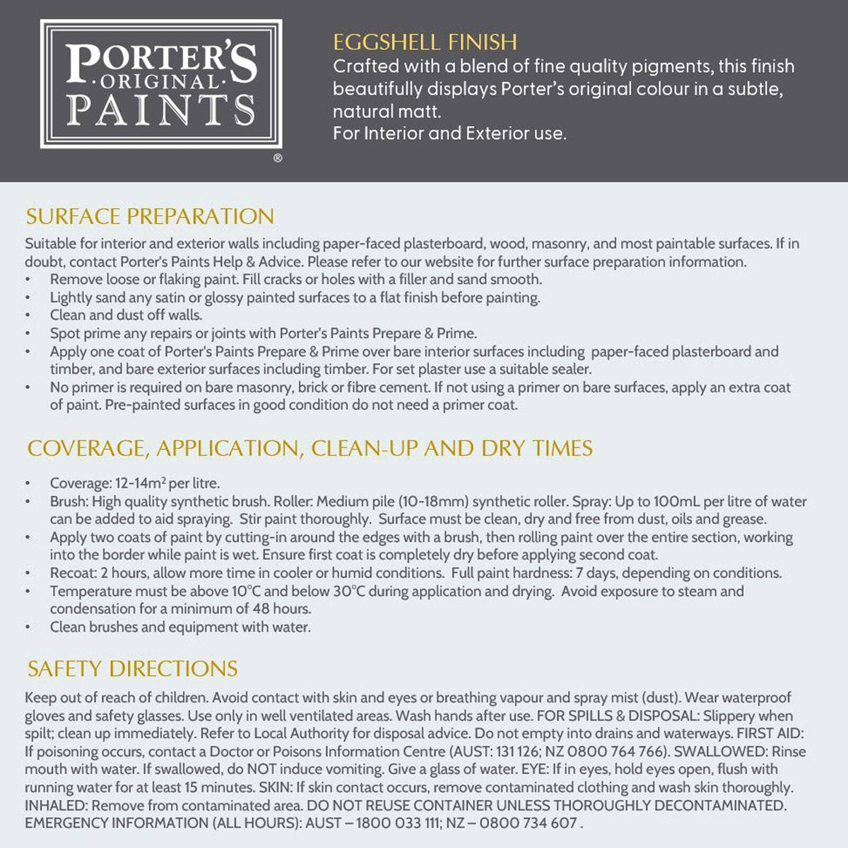 Porter's Paints 100ml Himalayan Salt Eggshell Water-Based Paint Sample Pot