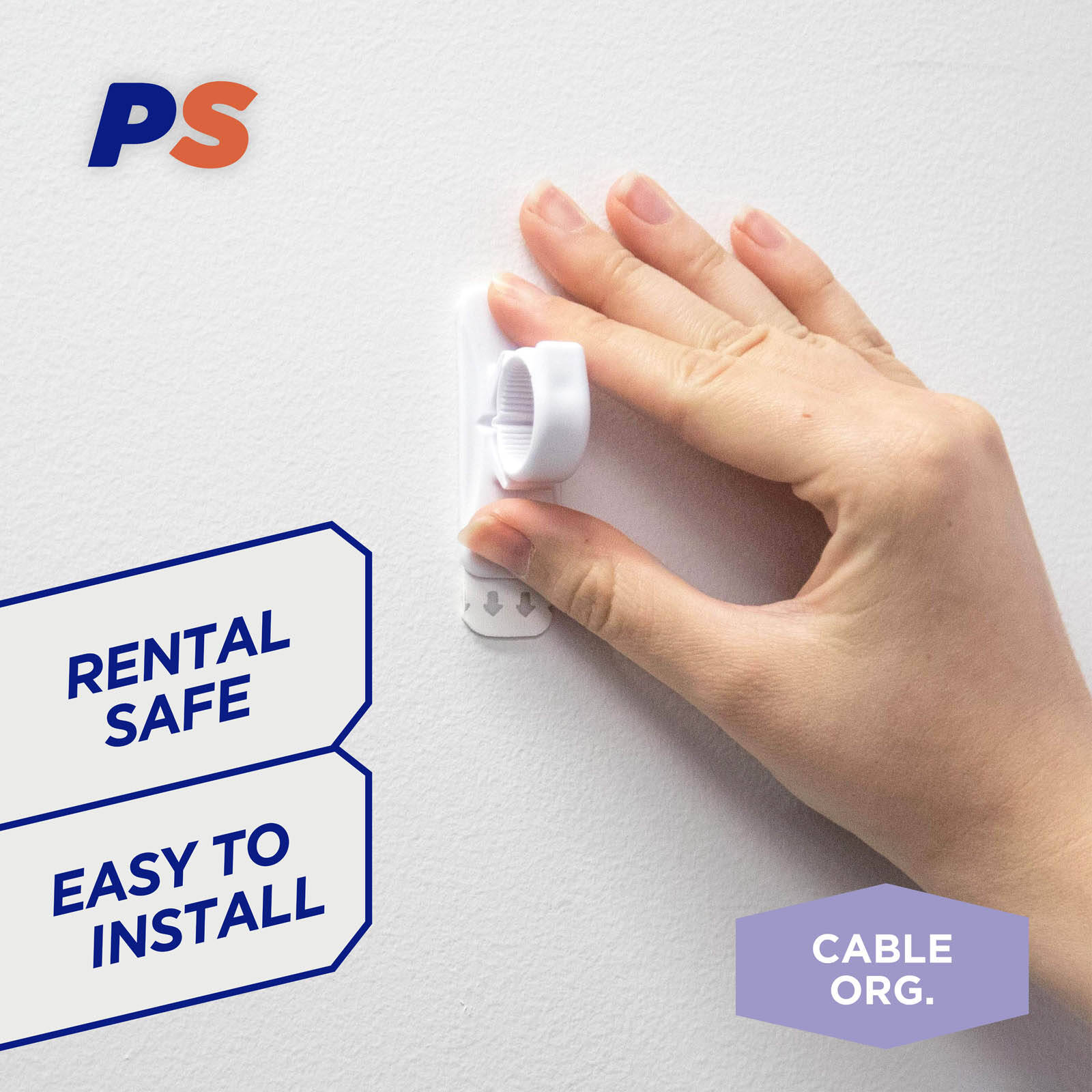 Permastik Large White Cable Clips - 5 Pack, Self-Adhesive