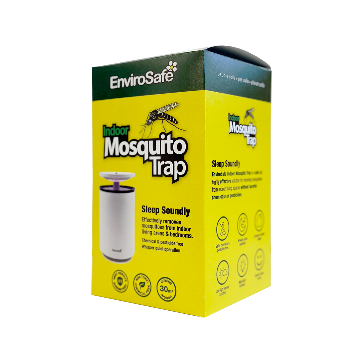 Envirosafe Indoor Mosquito Trap, Chemical-Free, UVA LED with Quiet Fan