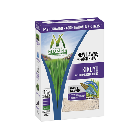 Munns Professional 1.1kg Emerald Kikuyu Lawn Seed Blend Drought Tolerant