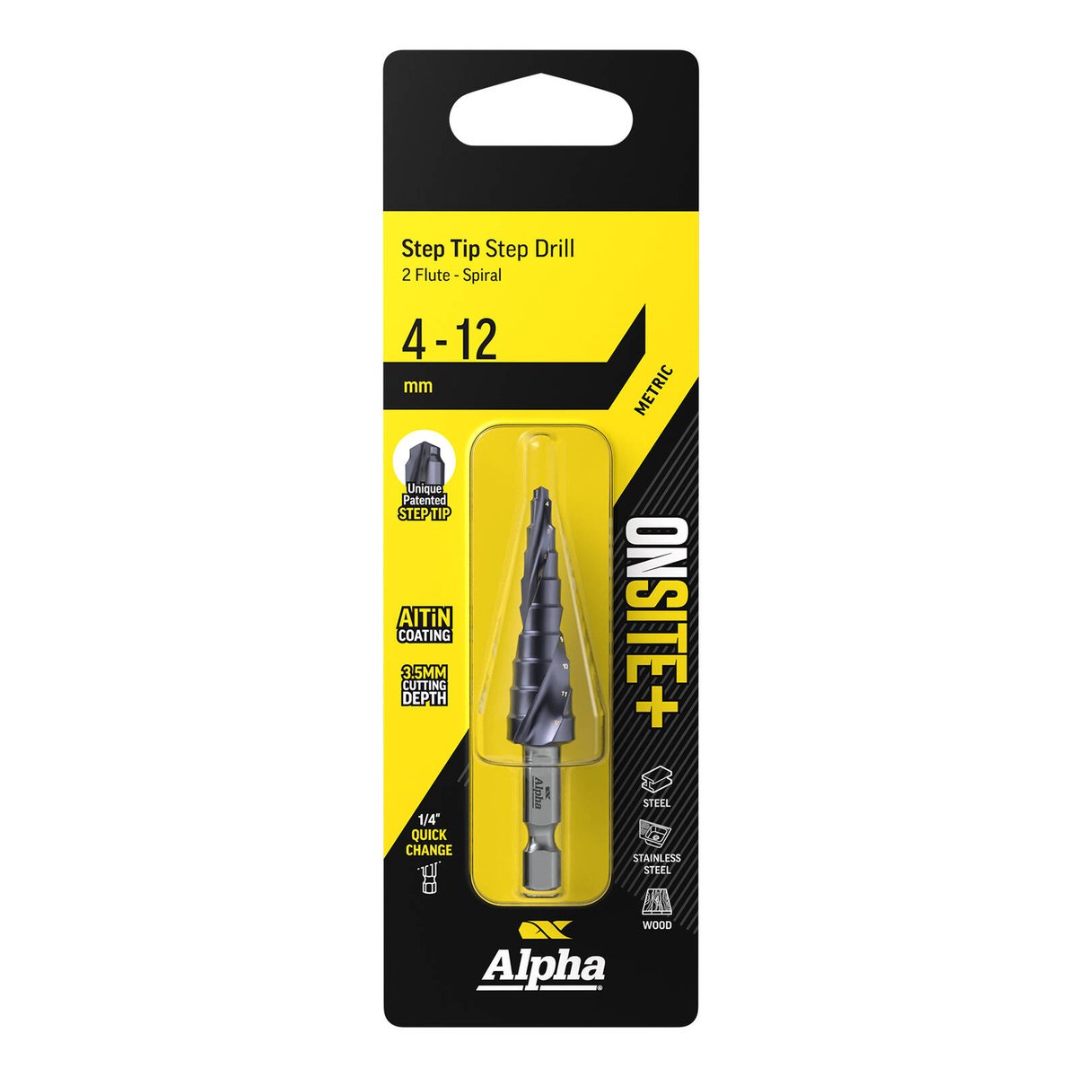 Alpha Onsite+ Step Tip Step Drill 4-12mm - No Pre-Drilling Hole Cutter