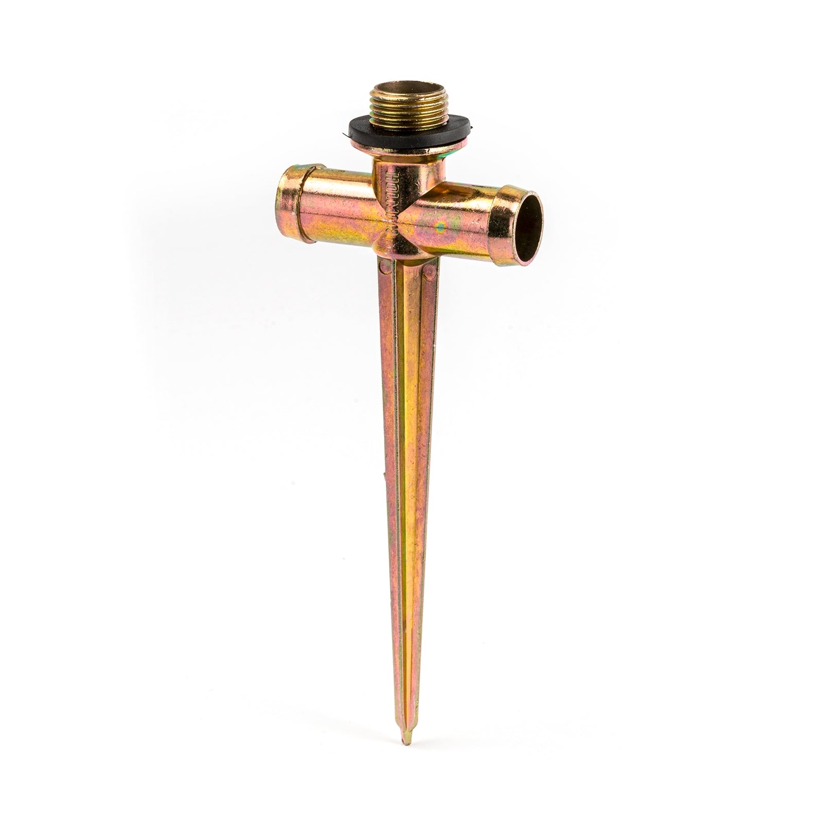 Holman 19mm Metal Spike Tee Sprinkler - Gold, Inline Garden Bed Poly Pipe Fitting