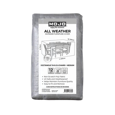 Mojo Medium All Weather Rectangle Table and Chairs Cover - 2500mm x 750mm x 1500mm - UV Resistant - Weatherproof - SuperSaverAU - view 1