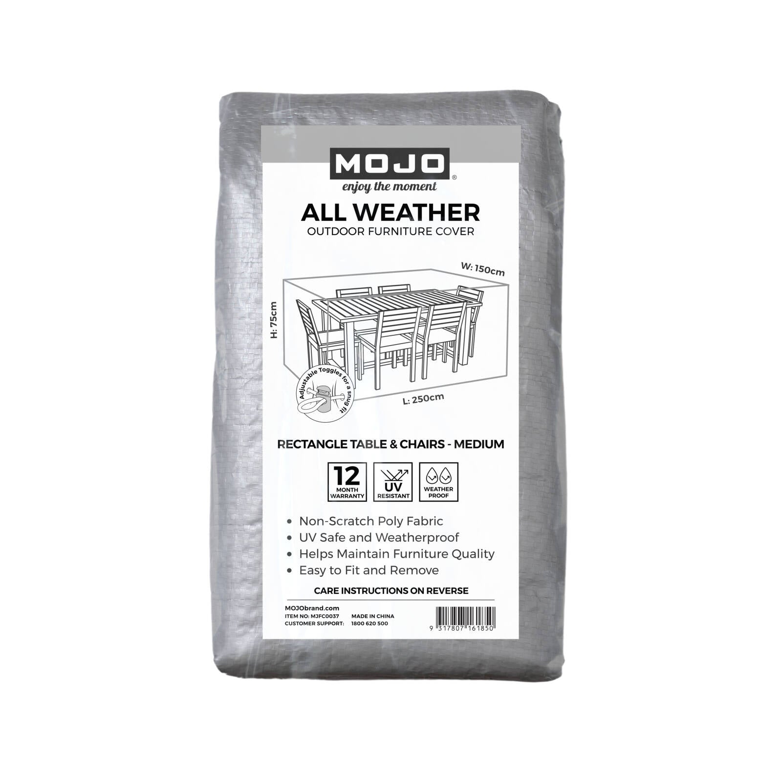Mojo Medium All Weather Rectangle Table & Chairs Outdoor Furniture Cover, Weather & UV Resistant