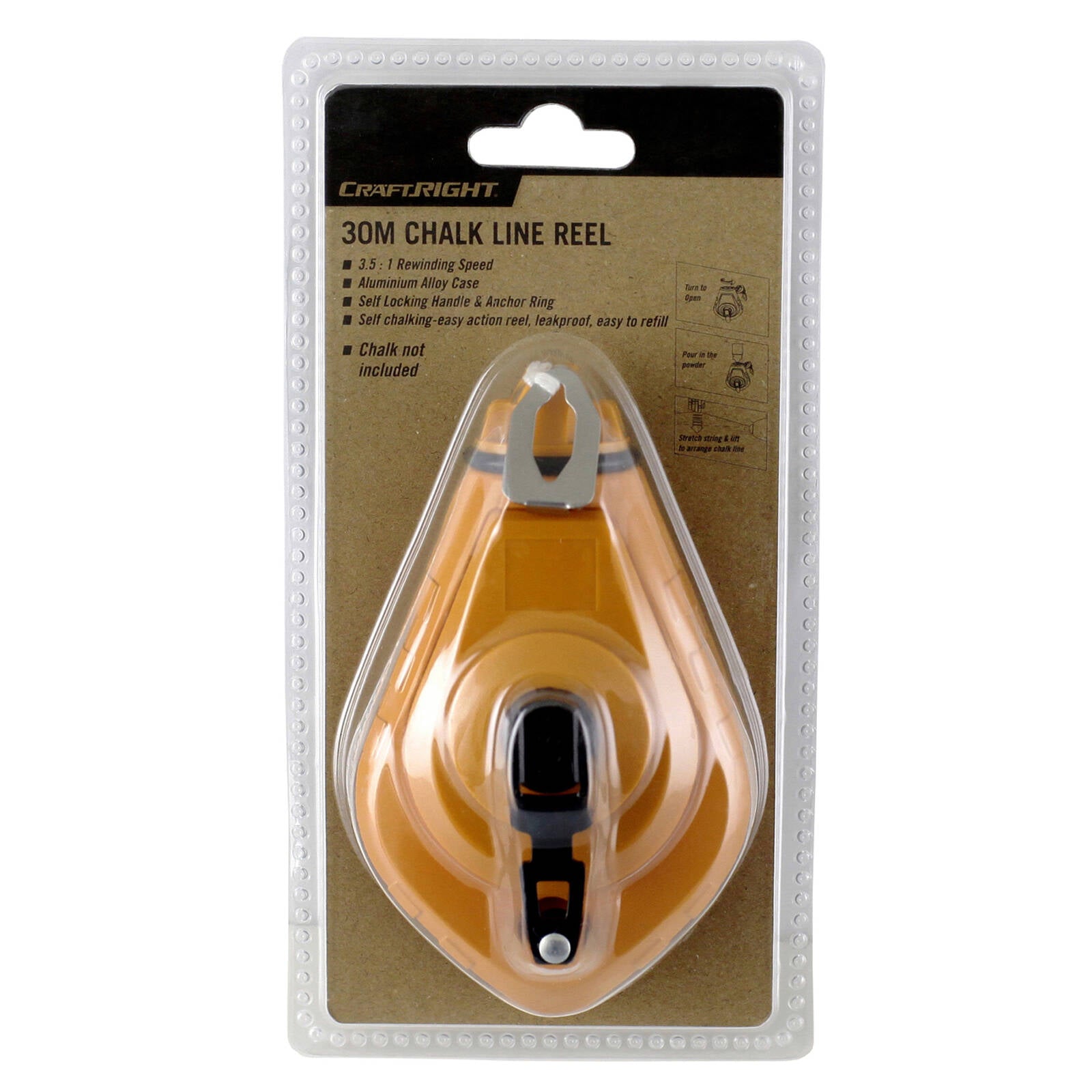 Craftright 30m Aluminium Alloy Chalk Line and Reel