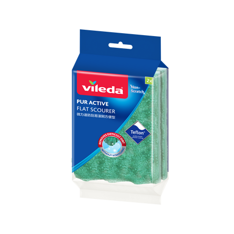 Vileda PUR Active Non-Scratch Flat Scourer - 2 Pack