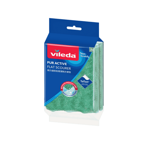 Vileda PUR Active Non-Scratch Flat Scourer - 2 Pack