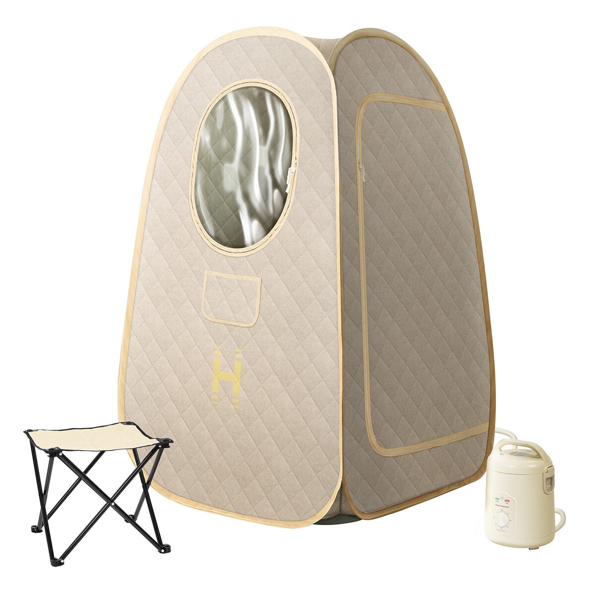 HoMedics Personal Steam Sauna - Cream, Compact Design, Auto Shut-Off, Seat Included - SP-SN300B-AU