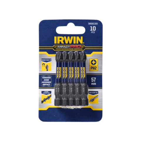 Irwin Impact Pro Performance 57mm PH2 Screwdriver Bit 10 Pack