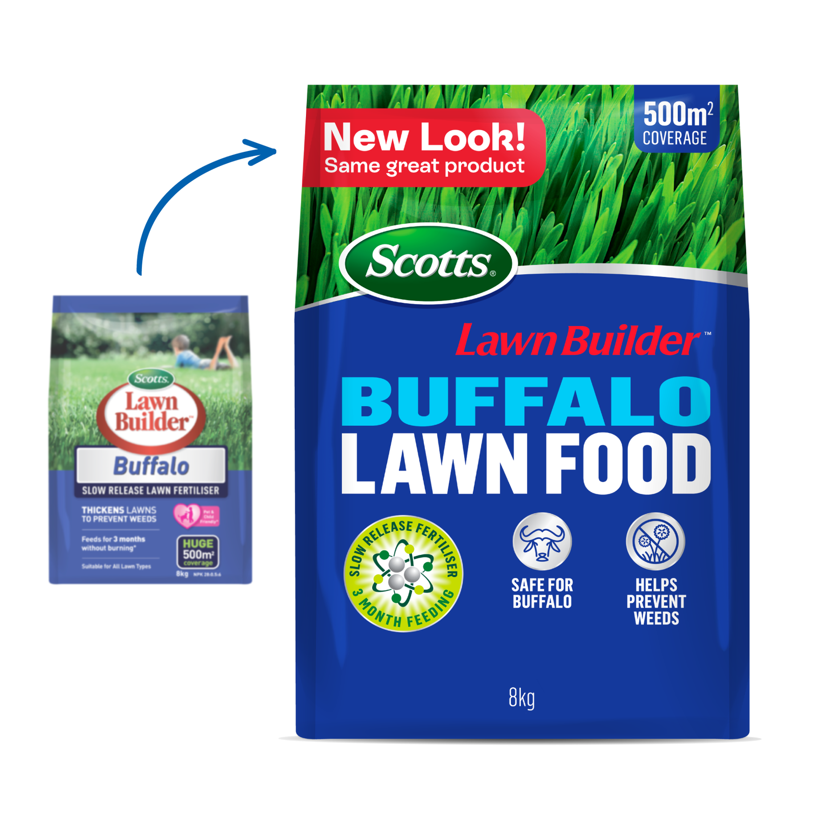 Scotts Lawn Builder Buffalo Slow Release Lawn Fertiliser 8kg - Granular, Covers 500m2