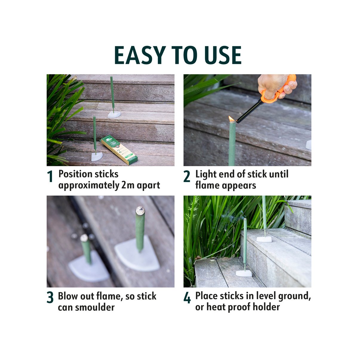 Bite Shield Mosquito Incense Sticks, 8 Pack, Outdoor, Plant-Based Pyrethrum, BSH201