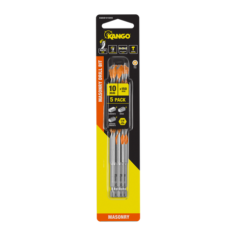 Kango Masonry Drill Bit 10mm x 150mm 5 Pack - Durable Carbide Tip - SuperSaverAU - view 1