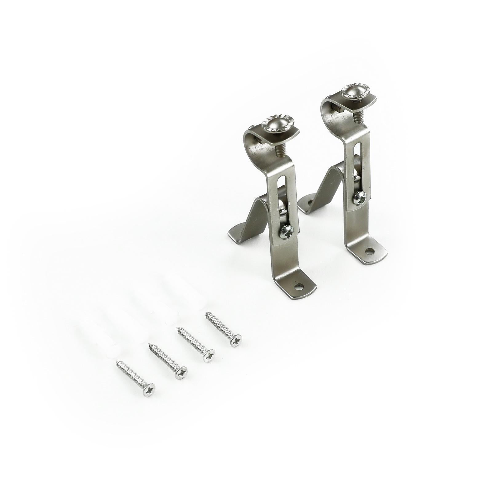 Windoware 75-95mm Satin Adjustable Curtain Rod Bracket - Pewter Steel, 2 Pack