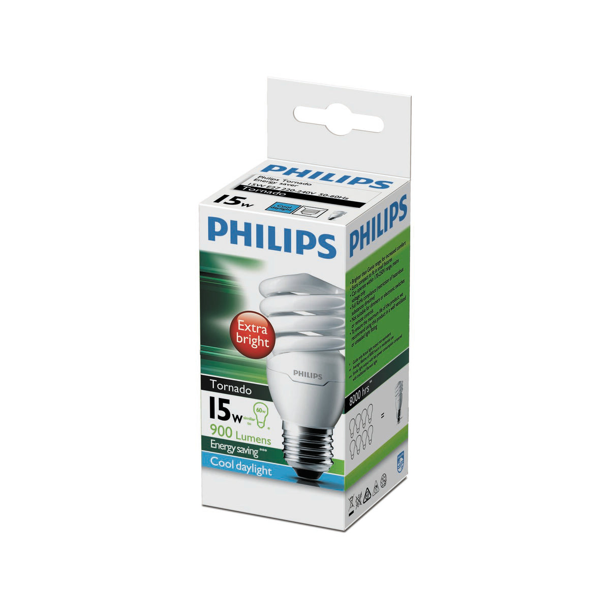 Philips Spiral E27 15W CFL Globe 900lm Cool Daylight