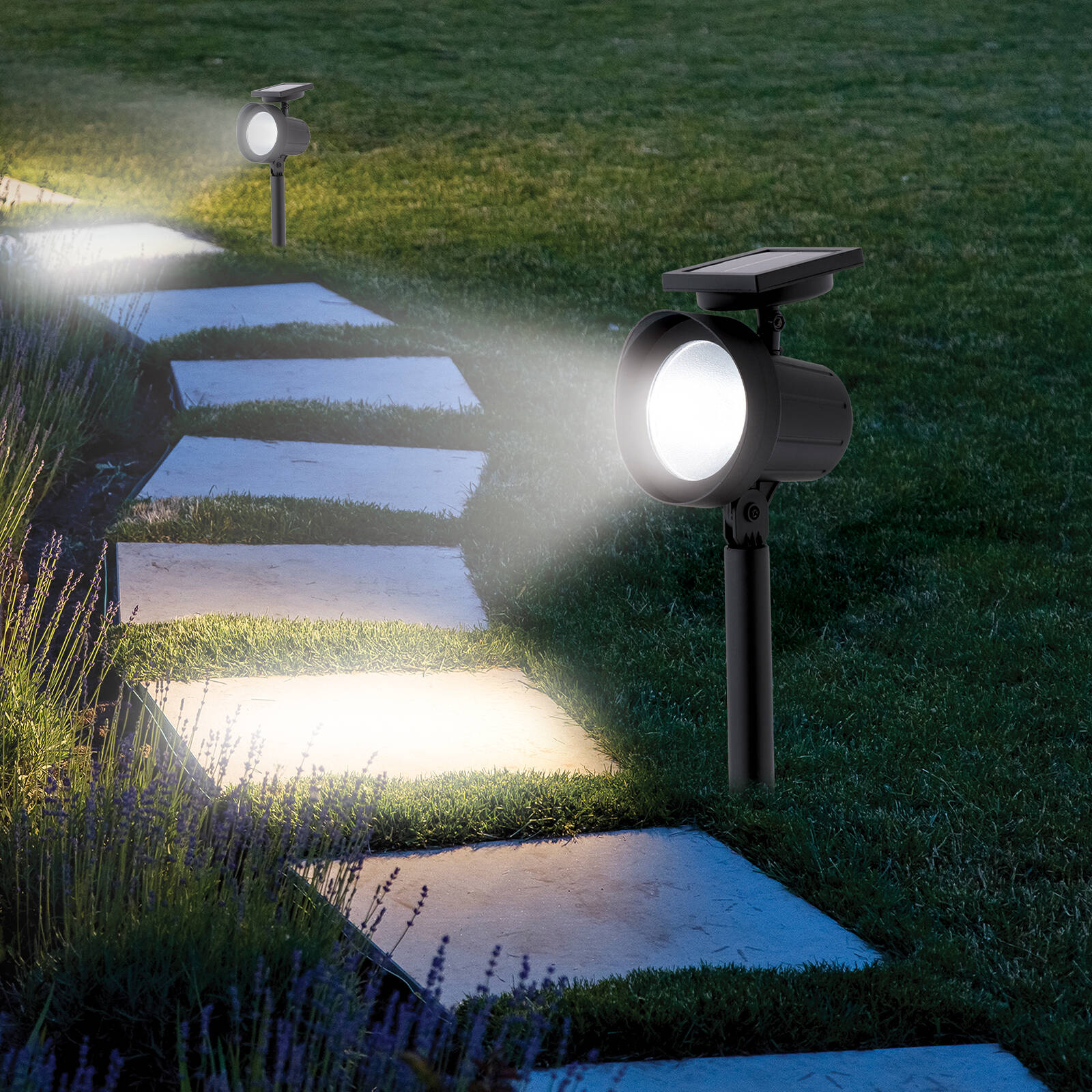 Arlec 20 Lumens LED Solar Garden Spot Light, Black Ground Stake LVS019