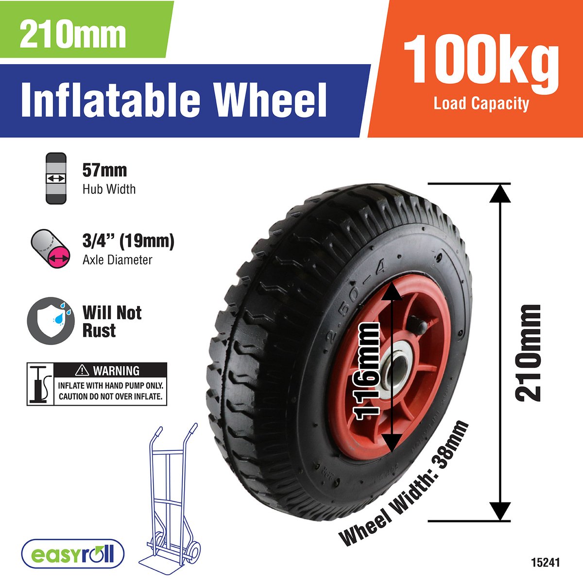 Easyroll 2.5 x 4 Nylon Trolley Wheel - 3/4'' Axle Diameter - Black - SuperSaverAU - view 2