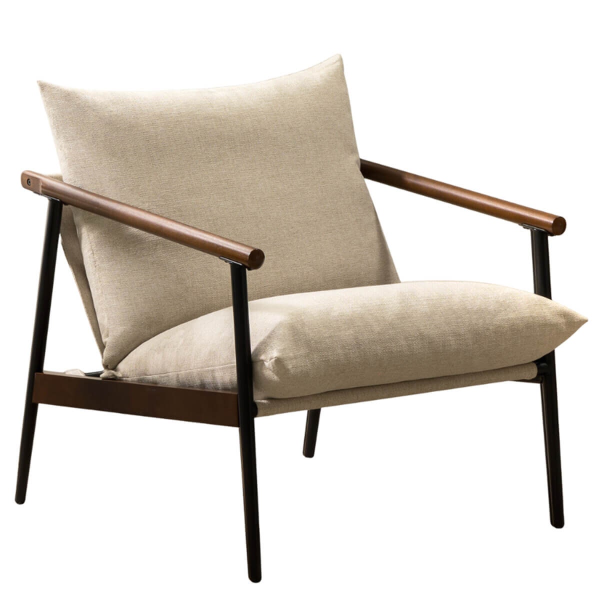 Zinus Wood and Metal Frame Armchair - Black, Ergonomic Sling Seat, Foam Cushion - AU-USHSL4ZC-31B