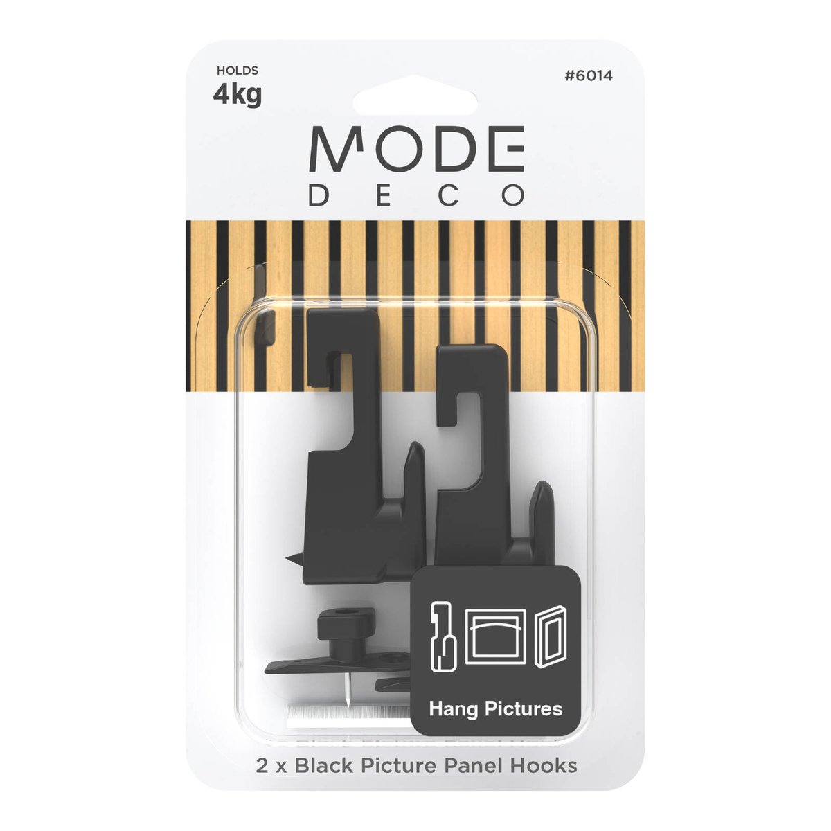Mode Acoustic Panelling Picture Hooks 2 Pack - 110cm x 110cm - Black - Easy Installation - SuperSaverAU - view 1