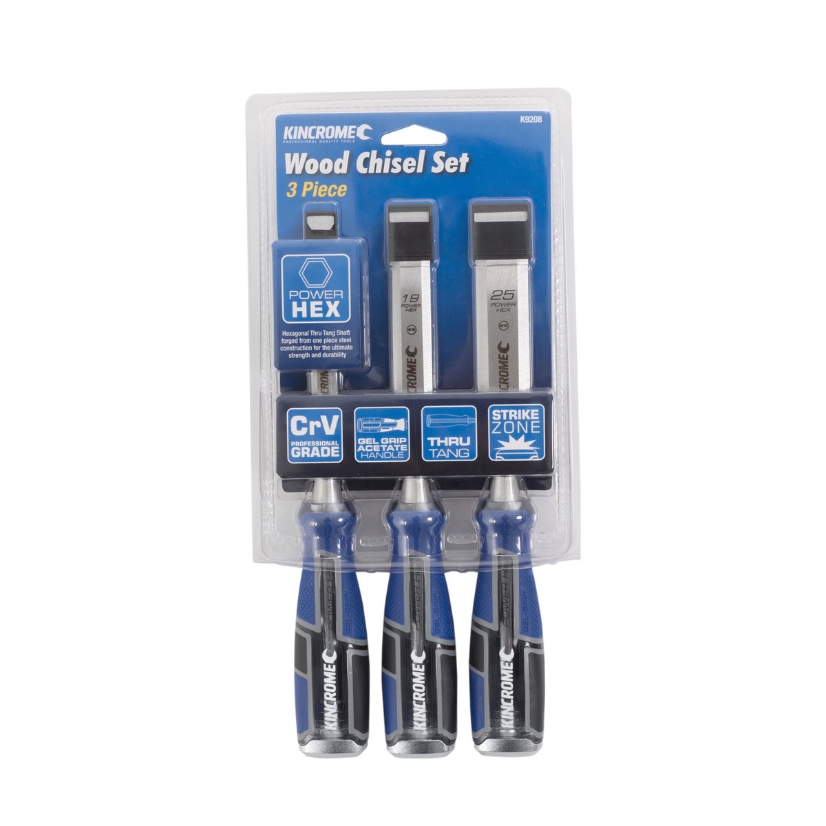 Kincrome 3 Piece CRV Wood Chisel Set 13mm 19mm 25mm Sharpenable