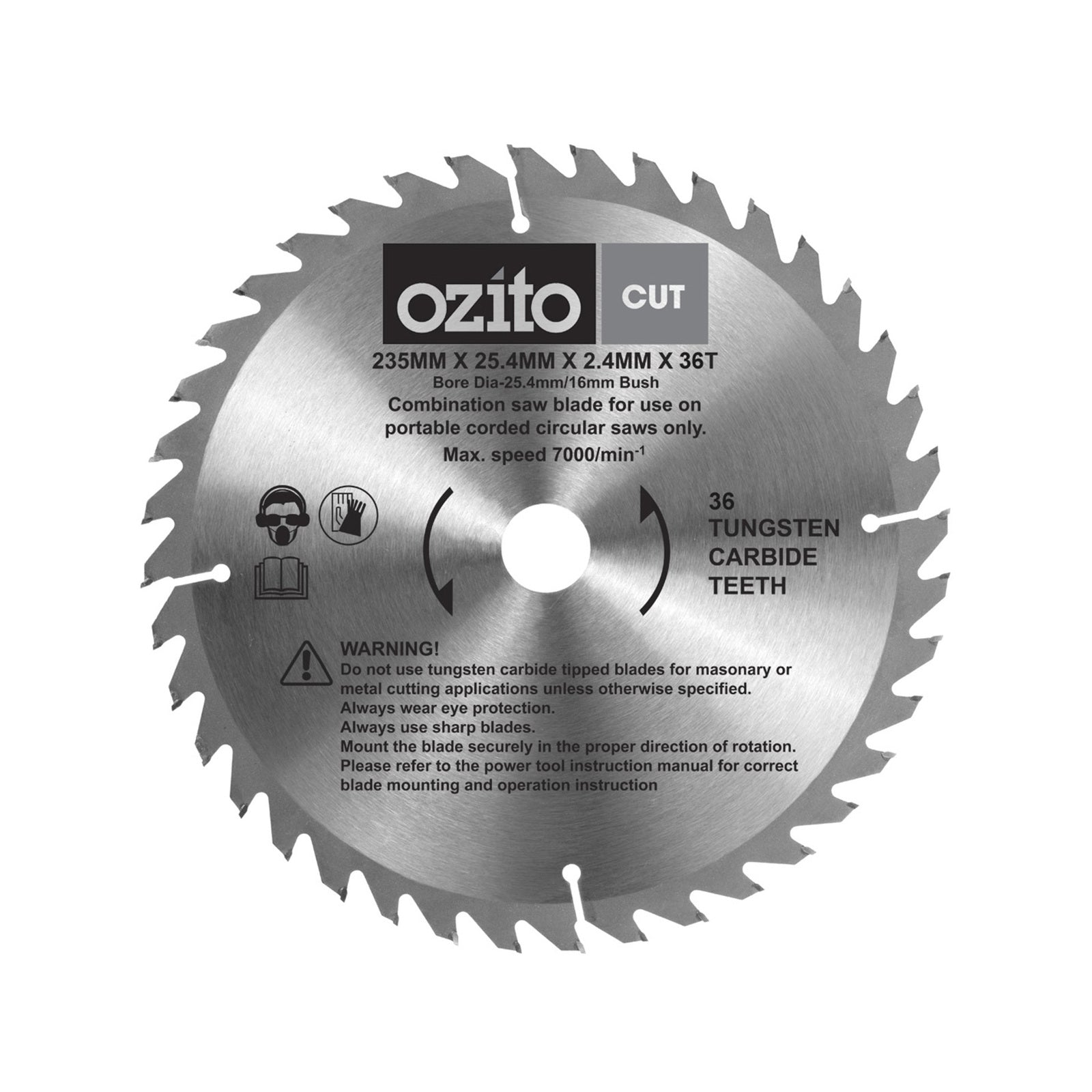 Ozito 2000W 235mm Corded Circular Saw CSL-235 - Laser Guided, 85mm Cut Depth