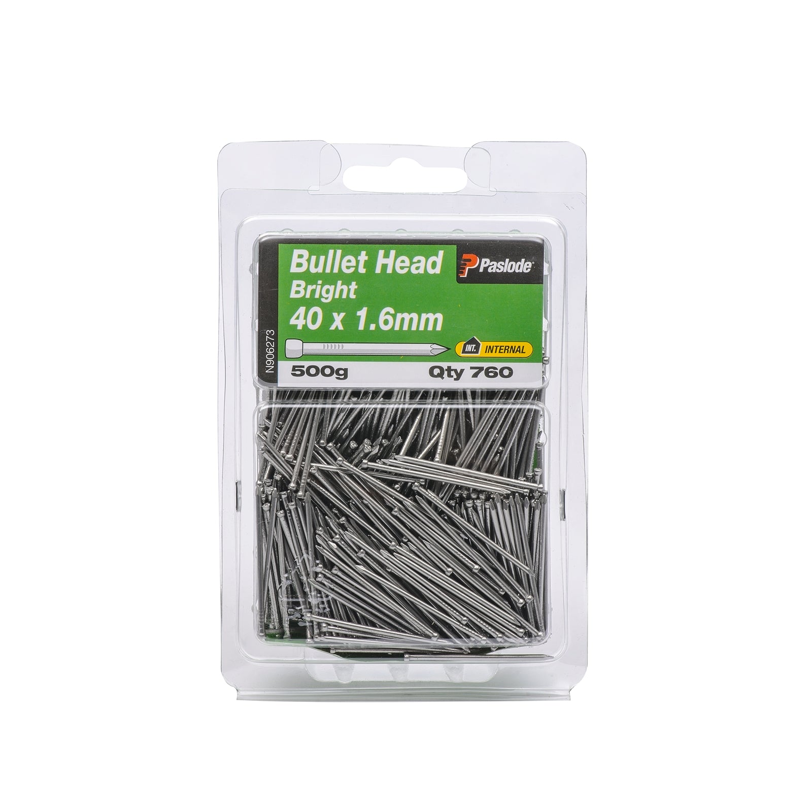 Paslode Bullet Head Nails 40 x 1.6mm Bright Steel 500g 760 Pack