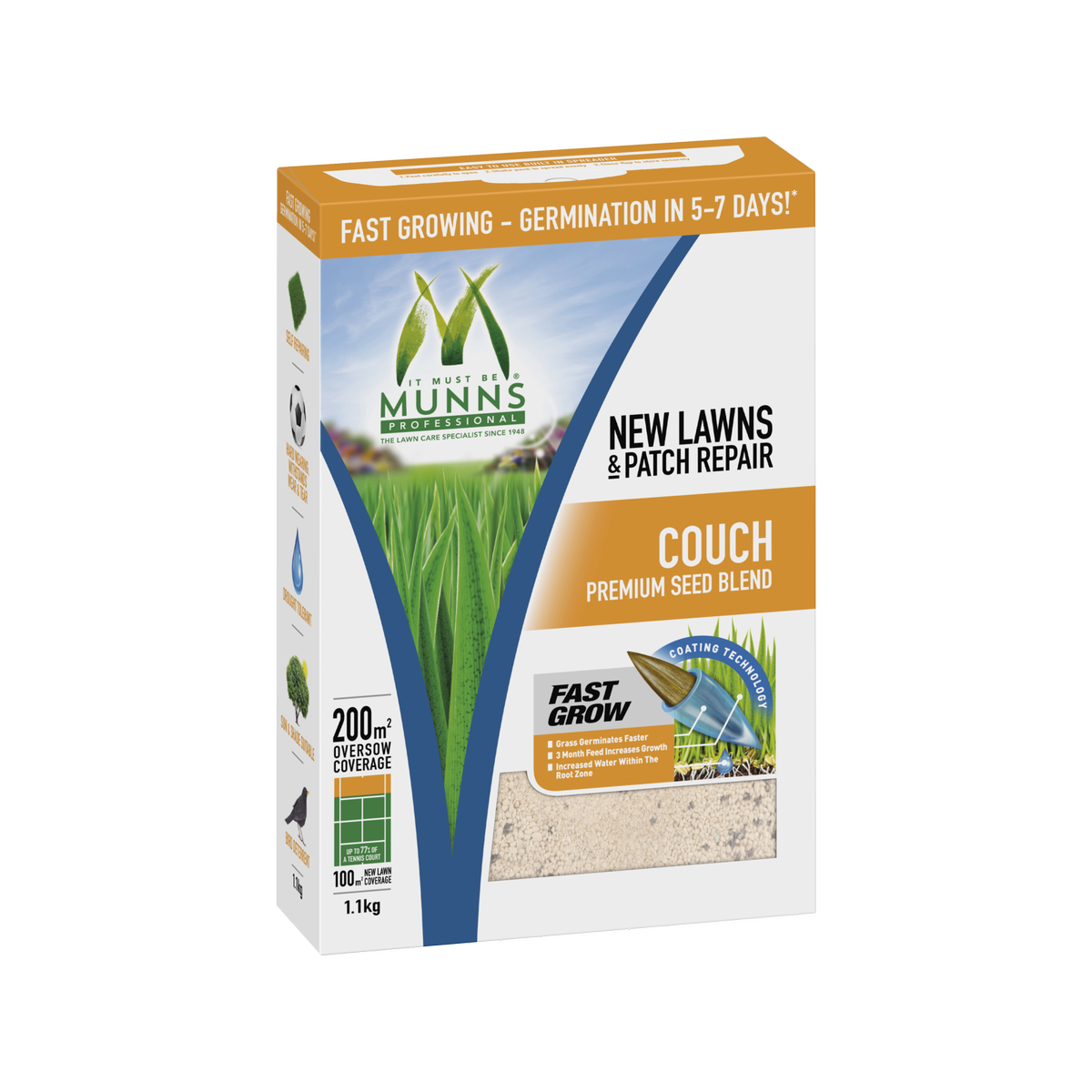 Munns Professional 1.1kg Couch Lawn Seed Blend Drought Tolerant