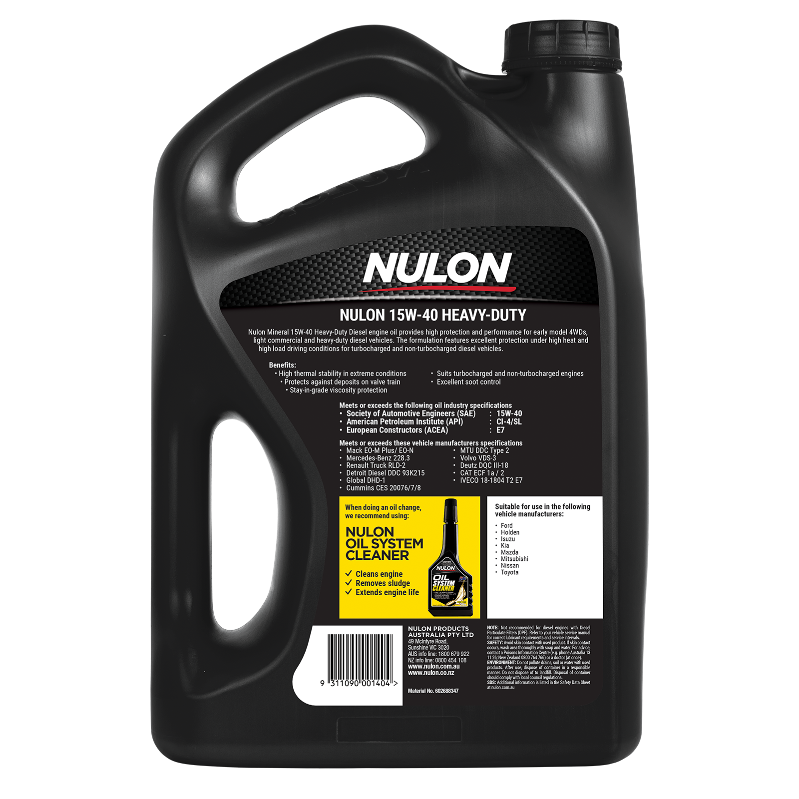 Nulon Mineral 15W-40 Heavy Duty Diesel Engine Oil 5L