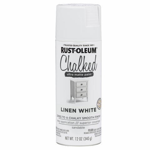 Rust-Oleum Chalked 340g Linen White Ultra Matt Spray Paint - Smooth Chalky Finish, Indoor